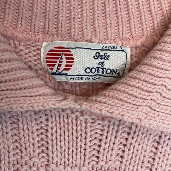 Vintage Isle of Cotton Sweater Women's L Embroidered Floral coastal grandma - Picture 6 of 12